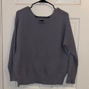 Gray Crew Neck Sweater with Textured Knit